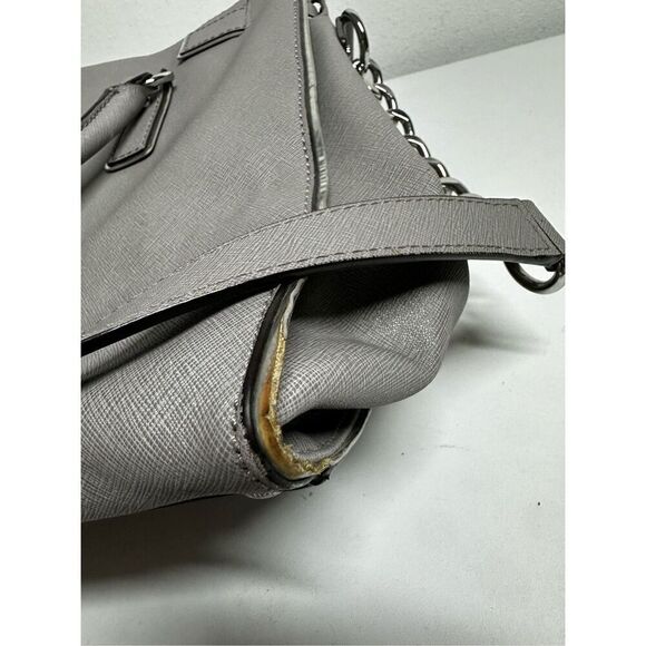 MICHAEL KORS HAMILTON LARGE PEARL GRAY LEATHER SILVER LOCK NS TOTE BAG SEE NOTES - Picture 14 of 15